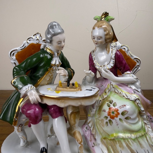Vintage Dresden-Style Porcelain Figurine | Rococo Couple | Hand Painted - Picture 3 of 16